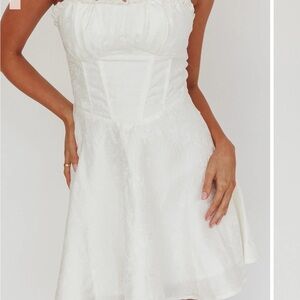Selfie Leslie White Strapless Corset Mini Dress